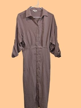 Max Studio Button-Front Midi Shirt Dress in Mauve